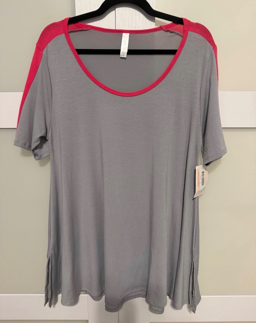 LuLaRoe Perfect Tee Grey Pink Short Sleeve T-Shirt